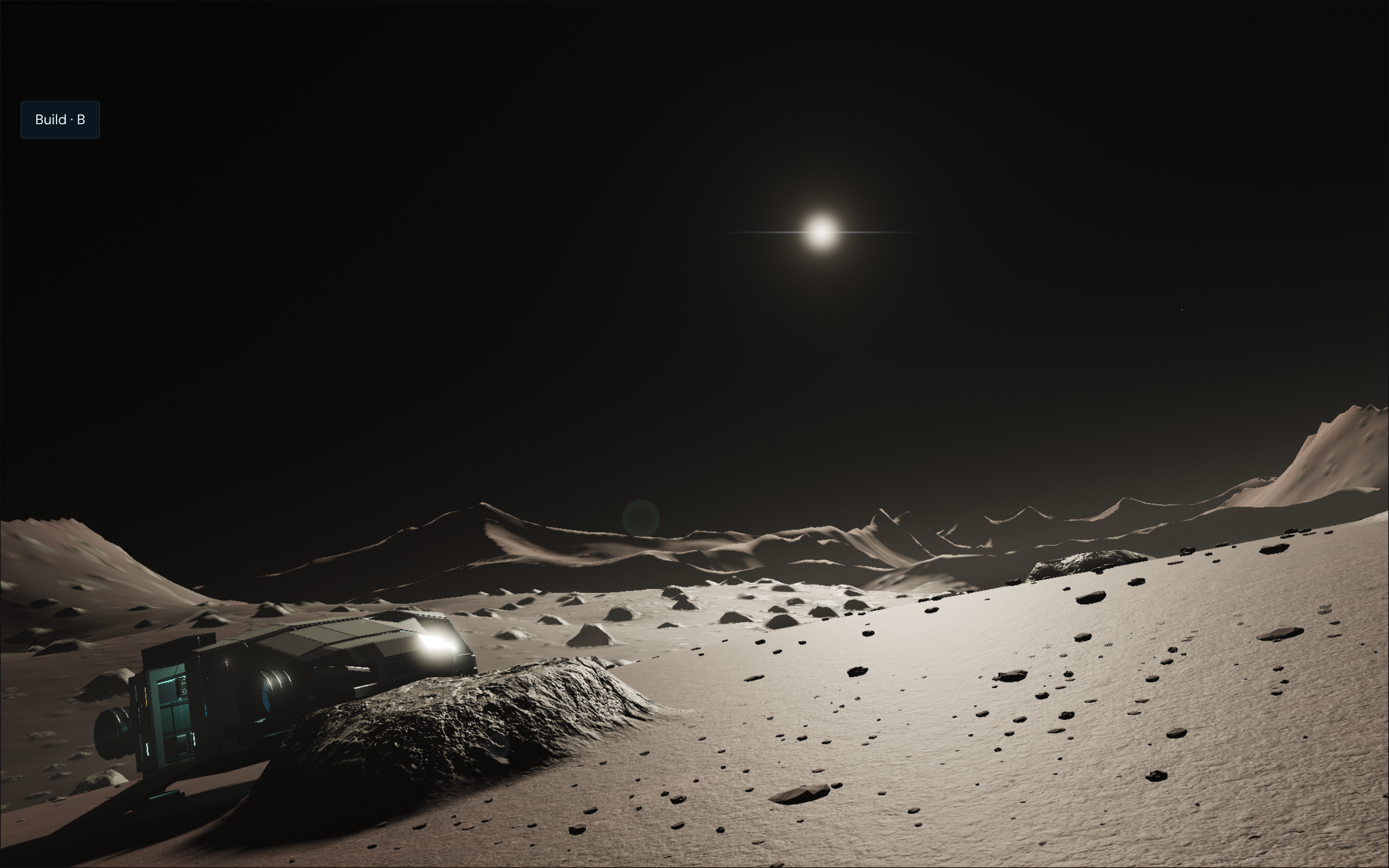 A Nomad on the rocky surface of Selene beneath the sun